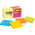 Post-it&reg; Notes Original Notepads - Canary Yellow and Poptimistic Color Collection - 1400 - 3" Flag/Note Width x 3" Flag/Note Length - Square - 100 Sheets per Pad - Unruled - Poppy, Neon Orange, Aqua Wave Blue, Yellow - Paper - Repositionable, Sel