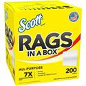 Scott Rags In A Box™ - 12" Length x 9" Width - Soft, Strong, Lint-free, Absorbent - White - 1 Box