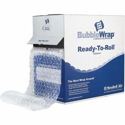 Bubble Wrap Sealed Air Ready-to-Roll Dispenser - 12" Width x 65 ft Length - Air Resistant, Easy Tear - Clear - 1 Carton