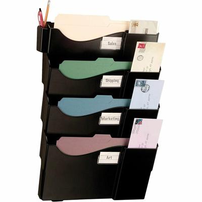 Officemate 21724 Grande Central Wall Filing System, 4 Pockets, Black - 4 Pocket(s) - 23.5" Height x 16.6" Width x 4.8" Depth - Black - 1 / Pack