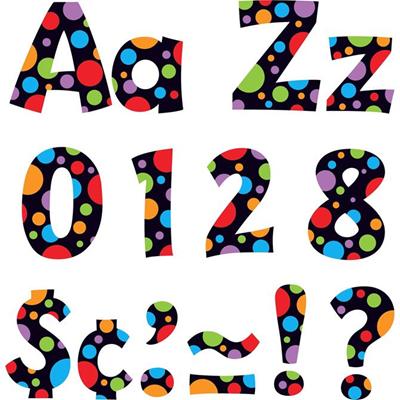 Trend Ready Letter Neon Dots - 83 x Lowercase Letters, 20 x Numbers, 36 x Punctuation Marks, 59 x Uppercase Letters, 18 x Spanish Accent Mark Shape - Pin-up - 4" Height x 8" Length - Assorted - 1 Pack