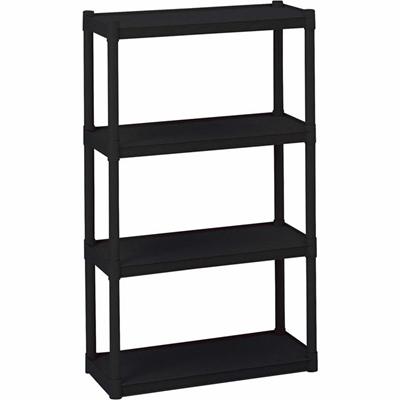Iceberg Rough 'N Ready 4-Shelf Open Storage System - 32" Width x 13" Depth x 54" Height - 4 x Shelf(ves) - 300 lb Load Capacity - Durable, Dent Proof, Scratch Resistant, Heavy Duty, Washable - Black - Polypropylene - Recycled - Assembly Required