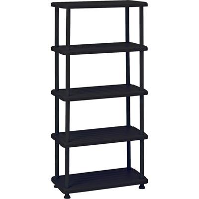 Iceberg Rough 'N Ready 5-Shelf Open Storage System - 36" Width x 18" Depth x 74" Height - 5 x Shelf(ves) - 900 lb Load Capacity - Durable, Dent Proof, Scratch Resistant, Washable, Heavy Duty, Sturdy, Rust Proof - Black - Polyethylene, Polypropylene, 