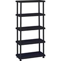 Iceberg Rough 'N Ready 5-Shelf Open Storage System - 36" Width x 18" Depth x 74" Height - 5 x Shelf(ves) - 900 lb Load Capacity - Durable, Dent Proof, Scratch Resistant, Washable, Heavy Duty, Sturdy, Rust Proof - Black - Polyethylene, Polypropylene, 