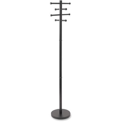 Advantus Wood Coat Tree - 8 Pegs - 68" Height - for Garment, Hat - Wood - Black - 1 Each