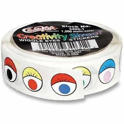 Creativity Street Wiggle Eyes Stickers - Self-adhesive - Assorted - 1 Roll