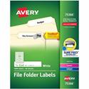 Avery&reg; TrueBlock File Folder Labels - 21/32" Width x 3 7/16" Length - Permanent Adhesive - Rectangle - Inkjet, Laser - Matte White - Matte - Paper - 30 / Sheet - 30 Total Sheets - 1800 Total Label(s) - 1 Box
