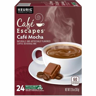 Caf&eacute; Escapes&reg; K-Cup, Pod Caf&eacute; Mocha Keurig Single-Serve K-Cup Pods, 24 Count - Compatible with Keurig Brewer - Regular - 0.5 oz - K-Cup, Pod - 24 / Box