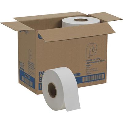 Pacific Blue Basic Jumbo Jr. High-Capacity Toilet Paper - 1 Ply - 3.50" Width x 2000 ft Length - 3.30" Roll Diameter - White - 8 / Carton