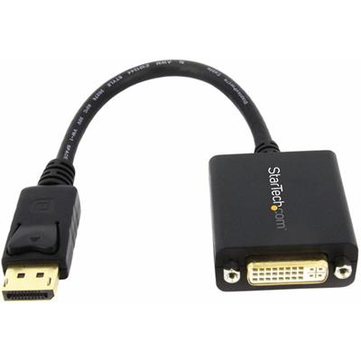 StarTech.com DisplayPort to DVI Video Adapter Converter - 1 x 20-pin DisplayPort 1.2 Digital Audio/Video - Male - 1 x 29-pin DVI Digital Video - Female - Black - 1 Each
