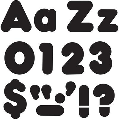 Trend Black 4" Casual Combo Ready Letters Set - Skill Learning: Number, Alphabet, Symbol - 20 x Number, 82 x Lowercase Letters, 50 x Uppercase Letters, 29 x Punctuation Marks Shape - Casual Style - Fade Resistant, Reusable, Easy to Use, Durable - Bla
