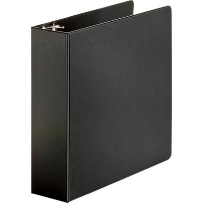 Business Source Basic Round-ring Binder - 3" Binder Capacity - Letter - 8 1/2" x 11" Sheet Size - 3 Ring(s) - Fastener(s): Round Ring - Pocket(s): Inside Front & Back - Vinyl - Black - 1.20 lb - Exposed Rivet, Non Locking Mechanism, Sheet Lifter, Ope