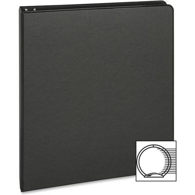 Business Source Basic Round-ring Binder - 1" Binder Capacity - Letter - 8 1/2" x 11" Sheet Size - 3 Ring(s) - Fastener(s): Round Ring - Pocket(s): Inside Front & Back - Chipboard, Polypropylene - Black - 9.60 oz - Exposed Rivet, Non Locking Mechanism