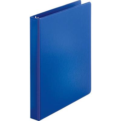 Business Source Basic Round-ring Binder - 1" Binder Capacity - Letter - 8 1/2" x 11" Sheet Size - 225 Sheet Capacity - 3 Ring(s) - Fastener(s): Round Ring - Pocket(s): Inside Front & Back - Chipboard, Polypropylene - Dark Blue - 12.80 oz - Exposed Ri