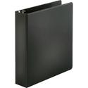 Business Source Basic Round-ring Binder - 2" Binder Capacity - Letter - 8 1/2" x 11" Sheet Size - 3 Ring(s) - Fastener(s): Round Ring - Pocket(s): Inside Front & Back - Vinyl - Black - 1 lb - Recycled - Exposed Rivet, Non Locking Mechanism, Open and 
