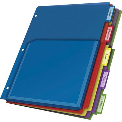 Cardinal&reg; Expanding Pocket Poly Divider - 5 x Divider(s) - 5 Tab(s)/Set - 9.8" Divider Width x 11.50" Divider Length - Letter - 8.50" Width x 11" Length - 3 Hole Punched - Translucent Poly Divider - Multicolor Poly Tab(s) - Non-stick, Insertable 