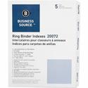 Business Source 3-Ring 5-Tab Erasable Tab Indexes - 5 Write-on Tab(s) - 2" Tab Width - 8.5" Divider Width x 11" Divider Length - Letter - 3 Hole Punched - White Divider - Mylar Tab(s) - 100% Recycled - Erasable, Reinforced Edges, Punched, Laminated T