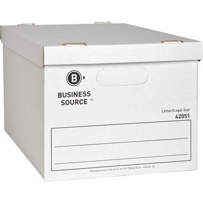 Business Source Economy Storage Box with Lid - External Dimensions: 12" Width x 15" Depth x 10" Height - 350 lb - Media Size Supported: Legal, Letter - Light Duty - Stackable - White - For File - Recycled - 12 / Carton