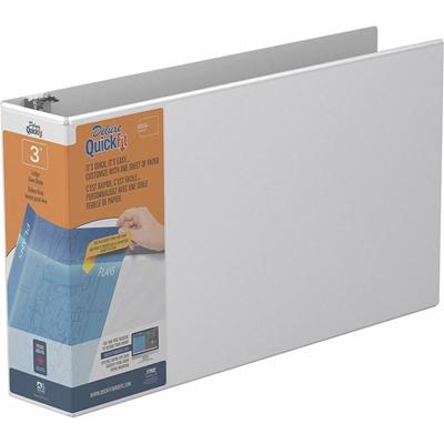 QuickFit Heavy-Duty Landscape 3-Ring Binder, D-Ring, View Binder, 3 Inch, White - 3" Binder Capacity - 11" x 17" Sheet Size - 625 Sheet Capacity - 3 x 3" Ring(s) - Fastener(s): D-Ring - Polypropylene - Black - Recycled - Locking Mechanism, Spine Labe