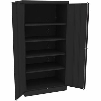 Tennsco Standard Black Storage Cabinet - 36" Width x 24" Depth x 72" Height - 5 x Shelf(ves) - 2 x Standard Door(s) - Heavy Duty, Adjustable Shelf, Locking Door, Hinged Door, Reinforced, Carrying Handle, Durable - Black - Powder Coated - Steel - Recy