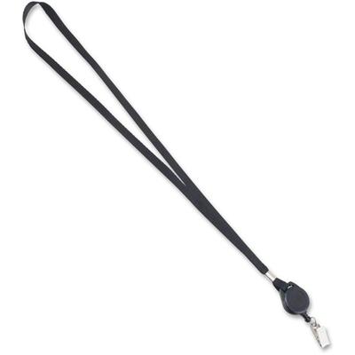 Advantus Retracting ID Reel Badge 36" Lanyard - 36" Length - Black - 12 / Box