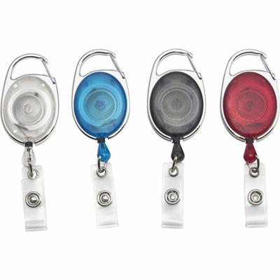 Advantus Retractable Carabiner-Style ID Reel - Extendable, Retractable - Clear, Blue, Smoke, Red - 1 Pack