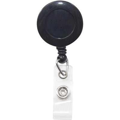 Advantus Swivel-back Clip-on Retractable ID Reel - Nylon, ABS Plastic - Black, Clear - 12 / Pack