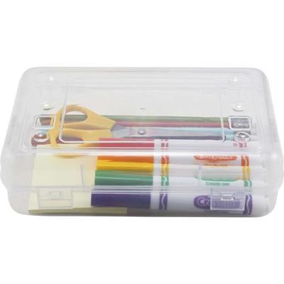 Advantus Clear Pencil Box - External Dimensions: 8.5" Width x 5.5" Depth x 2.5" Height - Hinged Closure - Polypropylene - Clear - For Pen/Pencil - 1 Each