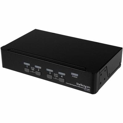 StarTech.com 4 Port USB DisplayPort KVM Switch with Audio - 4 Computer(s) - 1 Local User(s) - WQXGA - 3840 x 2400 - 8 x USB - 5 x DisplayPort - Rack-mountable, Desktop - TAA Compliant