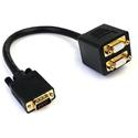 StarTech.com 1 ft VGA to 2x VGA Video Splitter Cable - M/F - 1 ft VGA Video Cable for Splitter, Video Device, Monitor - First End: 1 x 15-pin HD-15 - Male - Second End: 2 x 15-pin HD-15 - Female - Splitter Cable - Gold Plated Connector - 28 AWG - Bla