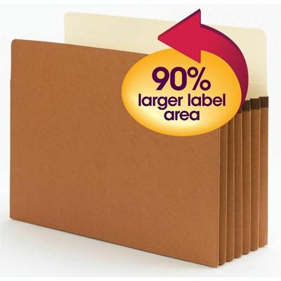 Smead SuperTab Straight Tab Cut Letter Recycled File Pocket - 8 1/2" x 11" - 5 1/4" Expansion - Redrope - Tear Resistant, Reinforced Gusset - 30% Recycled - 10 / Box