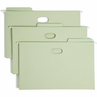 Smead FasTab 1/3 Tab Cut Legal Recycled Hanging Folder - 8 1/2" x 14" - 5 1/4" Expansion - Top Tab Location - Assorted Tab Position - 11 pt. - Moss - Heavy Duty, Reinforced Tab - 10% Recycled - 9 / Box