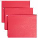 Smead TUFF 1/3 Tab Cut Letter Recycled Hanging Folder - 8 1/2" x 11" - Top Tab Location - Assorted Tab Position - 11 pt. - Plastic - Red - 10% Recycled - 1 / Pack