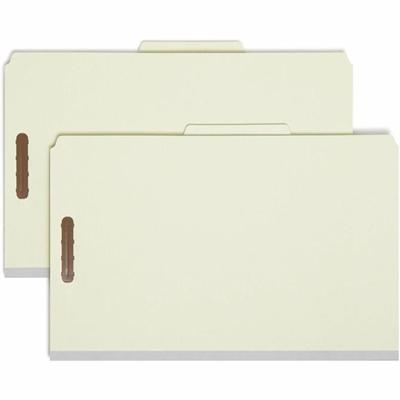 Smead 2/5 Tab Cut Legal Recycled Classification Folder - 8 1/2" x 14" - 2" Expansion - 6 x 2K Fastener(s) - 1" Fastener Capacity, 2" Fastener Capacity - Top Tab Location - Right of Center Tab Position - 2 Divider(s) - 25 pt. - Pressboard - Gray, Gree