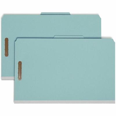 Smead 2/5 Tab Cut Legal Recycled Classification Folder - 8 1/2" x 14" - 2" Expansion - 6 x 2K Fastener(s) - 1" Fastener Capacity, 2" Fastener Capacity - Top Tab Location - Right of Center Tab Position - 2 Divider(s) - 25 pt. - Pressboard - Blue - Hea