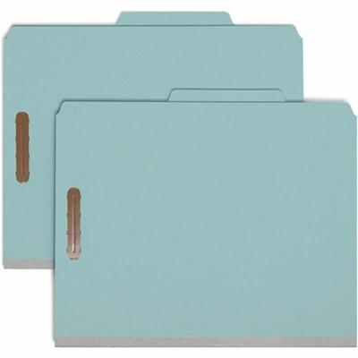 Smead 2/5 Tab Cut Letter Recycled Classification Folder - 8 1/2" x 11" - 2" Expansion - 2 x 2K Fastener(s) - 2" Fastener Capacity - Top Tab Location - Right of Center Tab Position - 2 Divider(s) - 25 pt. - Pressboard - Blue - Tear Resistant Gusset - 