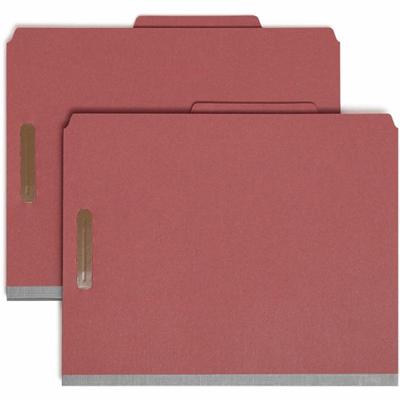 Smead 13723 2/5 Tab Cut Letter Recycled Classification Folder - 8 1/2" x 11" - 2" Expansion - 4 x 2K Fastener(s) - 2" for Folder, 1" for Divider - Top Tab Location - Right of Center Tab Position - 1 Divider(s) - 25 pt. - Pressboard - Red - Tear Resis