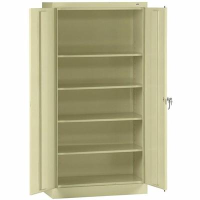 Tennsco Putty Standard Cabinet - 36" Width x 18" Depth x 72" Height - 5 x Shelf(ves) - 2 x Standard Door(s) - Heavy Duty, Adjustable Shelf, Locking Door, Hinged Door, Reinforced, Carrying Handle, Durable - Putty - Powder Coated - Steel - Recycled