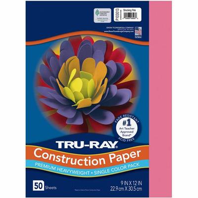 Tru-Ray Construction Paper - Project, Bulletin Board - 12" Width x 9" Length - Shocking Pink - Sulphite - 1 Pack