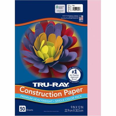 Tru-Ray Construction Paper - Project, Bulletin Board - 12" Width x 9" Length - Pink - Sulphite - 1 Pack
