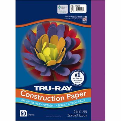 Tru-Ray Construction Paper - Project, Bulletin Board - 12" Width x 9" Length - Magenta - Sulphite - 1 Pack
