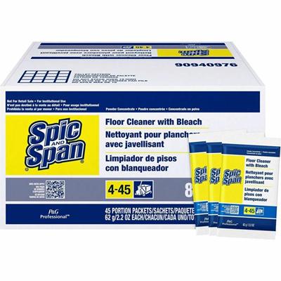 Spic and Span Floor Cleaner with Bleach - For Multipurpose - 2.20 oz (0.14 lb) - Recommended For: Grease Remover, Soil Remover - Deodorize, Phosphate-free, Heavy Duty - White - 45 / Carton