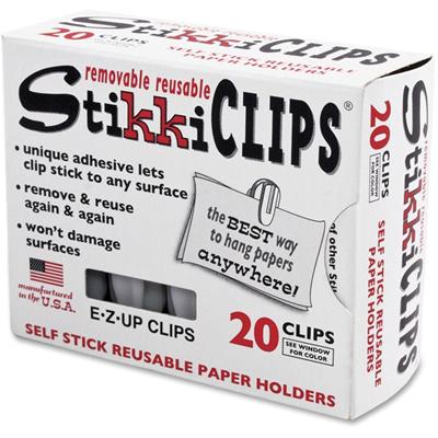 Advantus StikkiClips Adhesive Clips - for Paper, Notes, List, Artwork, Project, Schedule - White - 20 / Pack