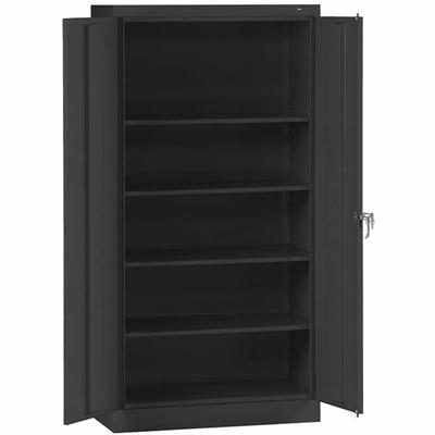 Tennsco Storage Cabinet (Unassembled) 2470 - 36" Width x 24" Depth x 78" Height - 5 x Shelf(ves) - 2 x Standard Door(s) - Heavy Duty, Locking Door, Hinged Door, Reinforced, Carrying Handle, Durable, Adjustable Leveler, Rugged, Welded - Black - Powder