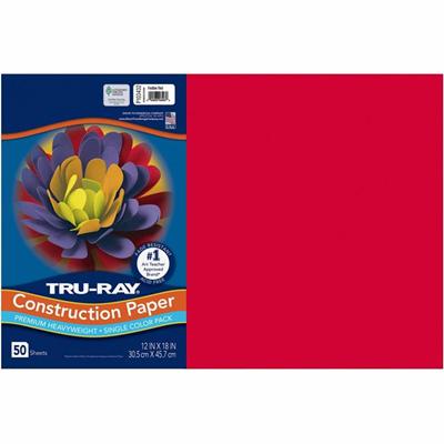 Tru-Ray Construction Paper - Bulletin Board - 12" Width x 18" Length - Festive Red - Sulphite, Fiber - 1 Pack