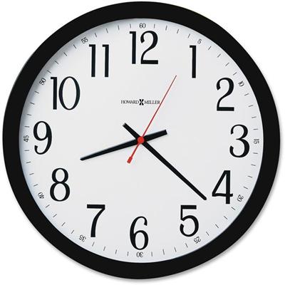 Howard Miller Gallery Wall Clock - Analog - Quartz - White Main Dial - Black, Red Case - Plastic - Black Finish