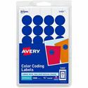 Avery&reg; 3/4" Round Removable Color Coding Labels - 4" Height x 6" Width x 3/4" Diameter - Removable Adhesive - Round - Laser, Inkjet - Dark Blue - Paper - Removable, Residue-free, Peel & Stick - 24 / Sheet - 42 Total Sheets - 1008 Total Label(s) -