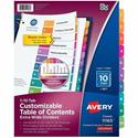 Avery Extra-Wide Dividers, 10 Tabs, Ready Index (11165) - 10 x Divider(s) - 10 Tab(s) - Digit - 1-10, Table of Contents - 10 Tab(s)/Set - 9.3" Divider Width x 11" Divider Length - 3 Hole Punched - White Paper Divider - Multicolor Paper Tab(s) - Print