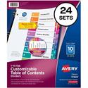 Avery&reg; Ready Index(R) 10 Tab Binder Dividers, Customizable Table of Contents, Multicolor Tabs, 24 Sets (11169) - 240 x Divider(s) - 1-10 - 10 Tab(s)/Set - 8.5" Divider Width x 11" Divider Length - 3 Hole Punched - White Paper Divider - Multicolor