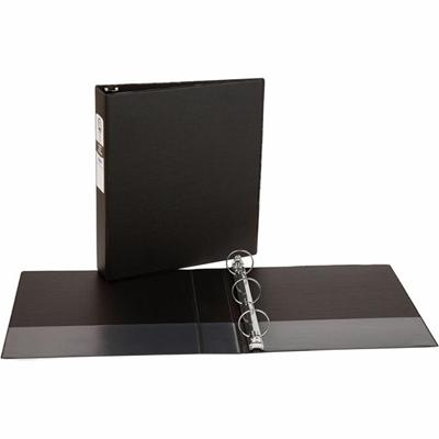 Avery&reg; Economy 3 Ring Binder - 1 1/2" Binder Capacity - Letter - 8 1/2" x 11" Sheet Size - 275 Sheet Capacity - 3 Ring(s) - Fastener(s): Round Ring - Pocket(s): 2, Internal - Polypropylene - Black - Recycled - Pocket - 1 Each